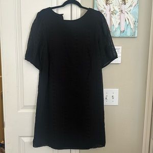 Ann Taylor black eyelet short sleeved dress; size 10